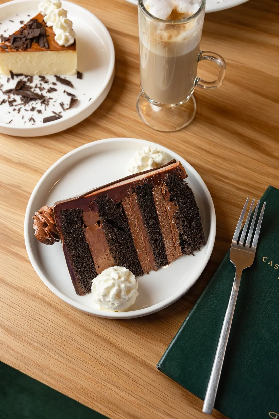 Chocolate cake, plated
