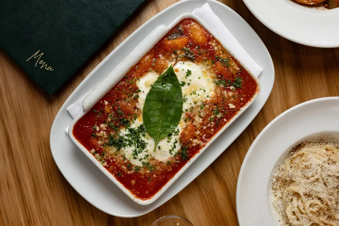 Gnocchi alla Sorrentina, bubbling from the oven